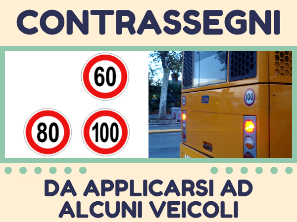 Contrassegni con le Velocità massime da applicarsi ad alcuni veicoli