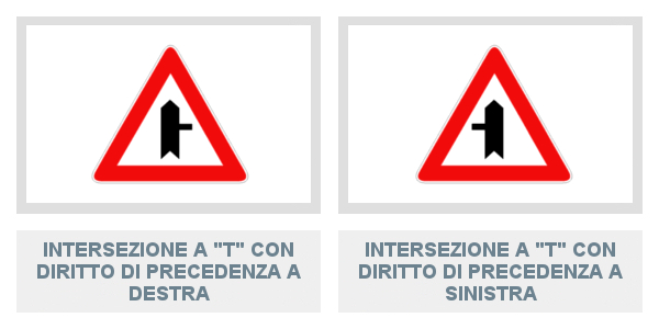 Segnali di Intersezione A T Con Diritto Di Precedenza A Destra e A Sinistra