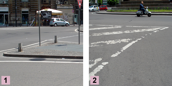 Segnaletica che individua un'isola di traffico