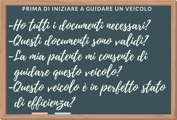 Operazioni da compiere prima di iniziare a guidare un veicolo