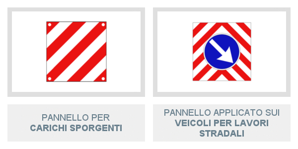 Pannello per carichi sporgenti e Pannello applicato sui veicoli per lavori stradali
