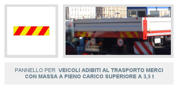 Pannello per veicoli adibiti al trasporto merci con massa a pieno carico superiore a 3,5 t