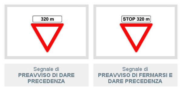 Segnali di Preavviso Di Dare Precedenza e di Preavviso Di Fermarsi E Dare Precedenza