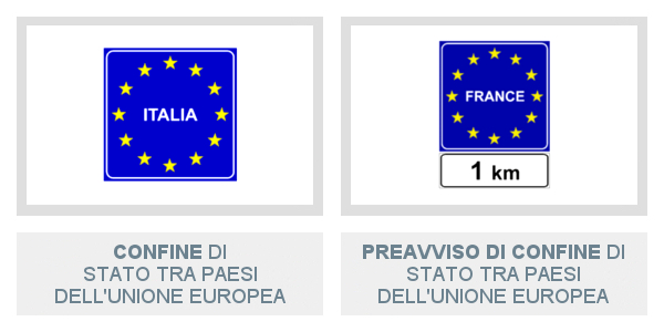 Segnali di Confine Di Stato Tra Paesi Dell’Unione Europea e di Preavviso