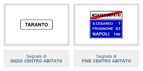 Segnali di Inizio Centro Abitato e Fine Centro Abitato