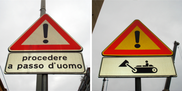 Segnale di pericolo sfondo bianco e giallo