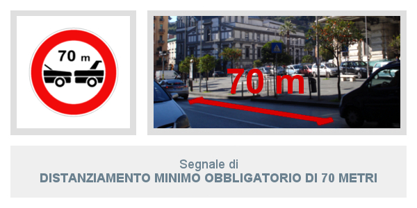 Segnale distanziamento minimo   obbligatorio di 70 metri