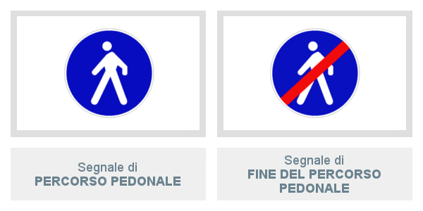 Segnale Percorso Pedonale e Fine Del Percorso Pedonale