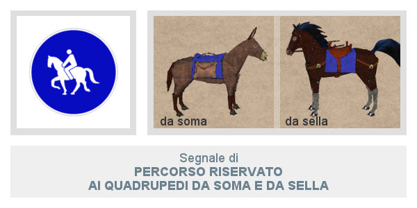Segnale di Percorso Riservato Ai Quadrupedi Da Soma E Da Sella