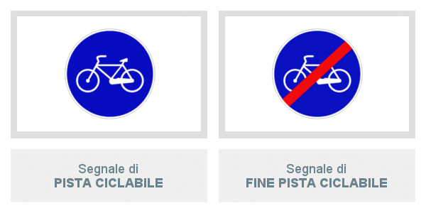 Segnale Pista Ciclabile e Fine Pista Ciclabile