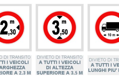 Larghezza superiore a 2,30 Metri, altezza superiore a 3,50 metri, e lunghi più di 10 metri