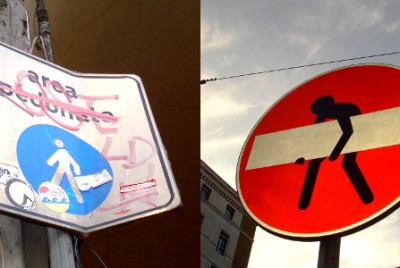 Vietato imbrattare, spostare o rimuovere la segnaletica stradale