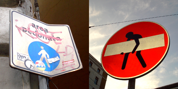 Vietato imbrattare, spostare o rimuovere la segnaletica stradale