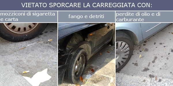 Vietato lanciare oggetti dal veicolo e sporcare la carreggiata
